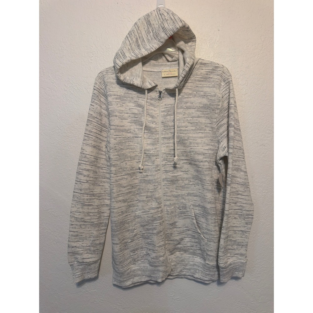 Bobbie Brooks Womens Space Dye Full Zip Hoodie Gray White Size L NEW